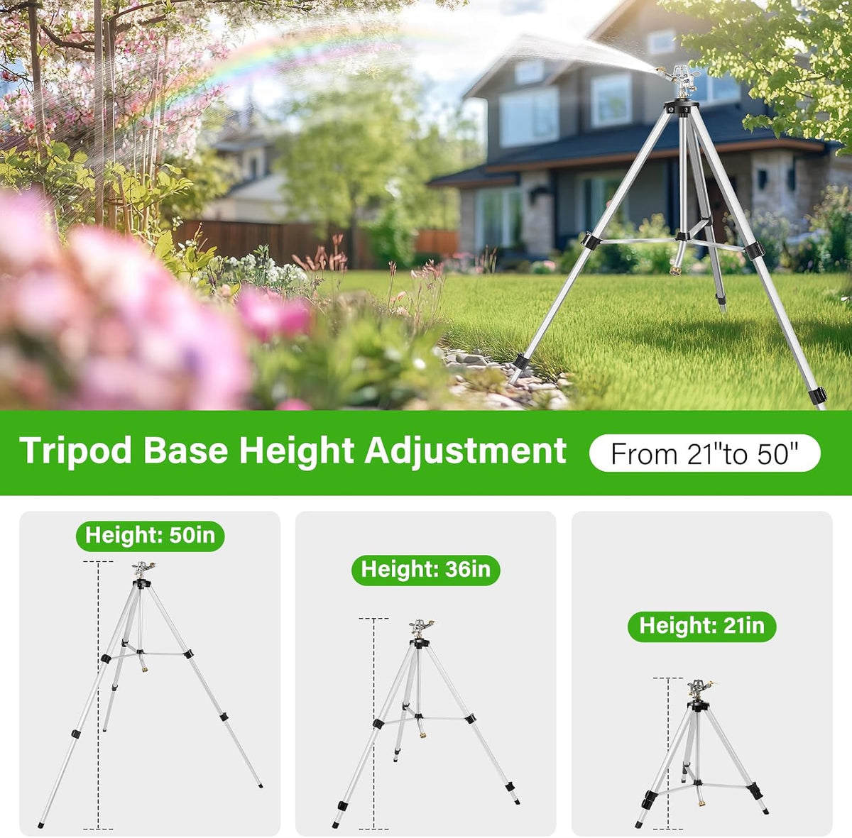 Heavy Duty Impact Sprinkler on Tripod Base,36 Inch Tripod Sprinkler