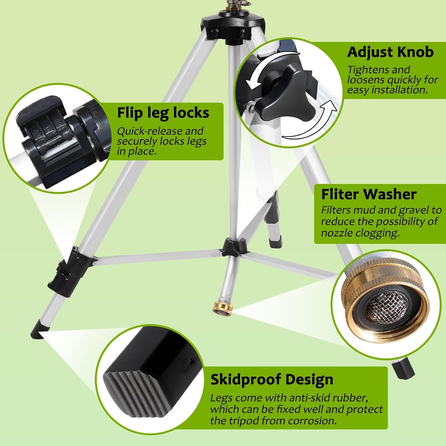 Heavy Duty Impact Sprinkler on Tripod Base,36 Inch Tripod Sprinkler