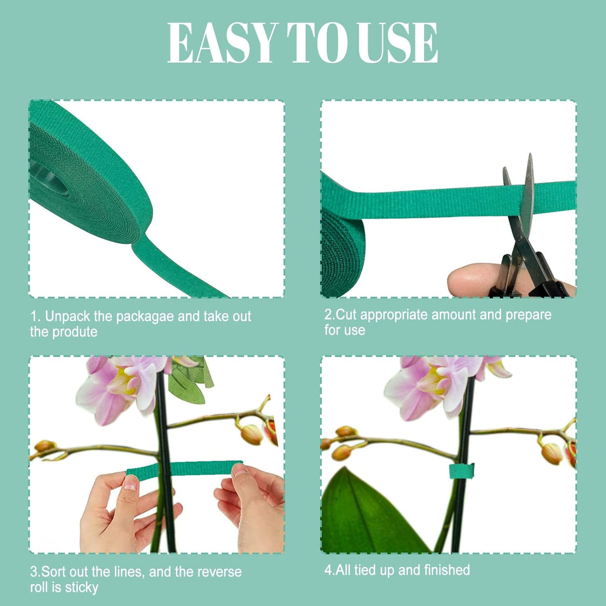 5 Rolls Garden Tie Green Tape - Twist Ties for Plants 1/2" 165ft Garden Plant Ties Soft and Tomato Plant Ties - Plant Twist Tie for Plant Gardening, Home, Office