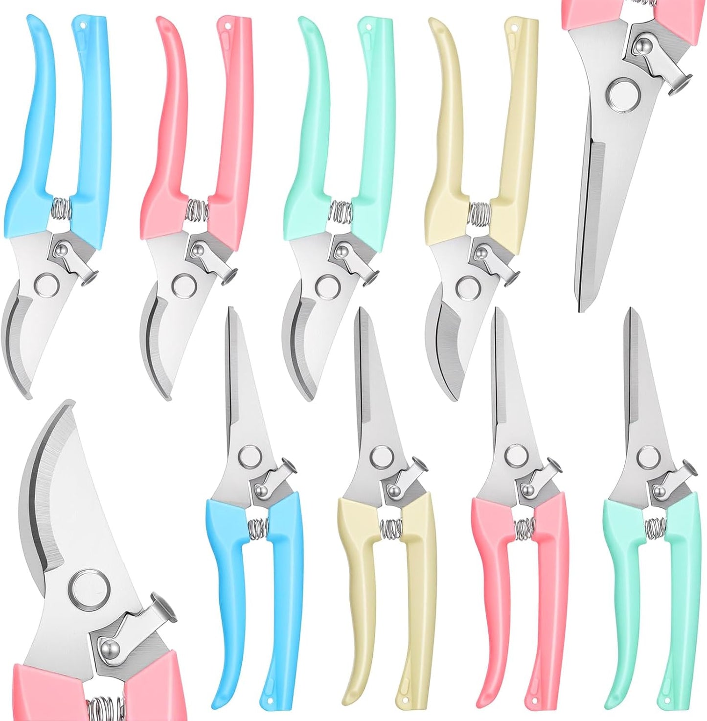 8 Pcs Garden Shears Pruning Scissors Clippers Sharp Hand Pruners for Gardening Tools Cutting Flowers Trimming Plants Bonsai Fruits Picking, 4 Bypass Blade and 4 Straight Blade