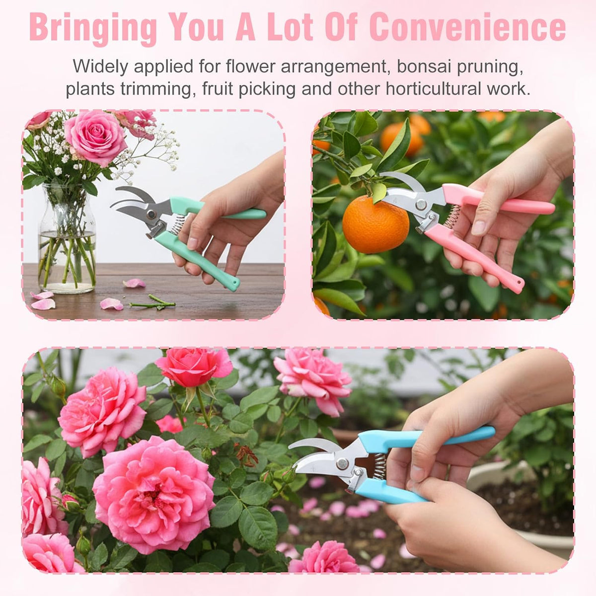 8 Pcs Garden Shears Pruning Scissors Clippers Sharp Hand Pruners for Gardening Tools Cutting Flowers Trimming Plants Bonsai Fruits Picking, 4 Bypass Blade and 4 Straight Blade