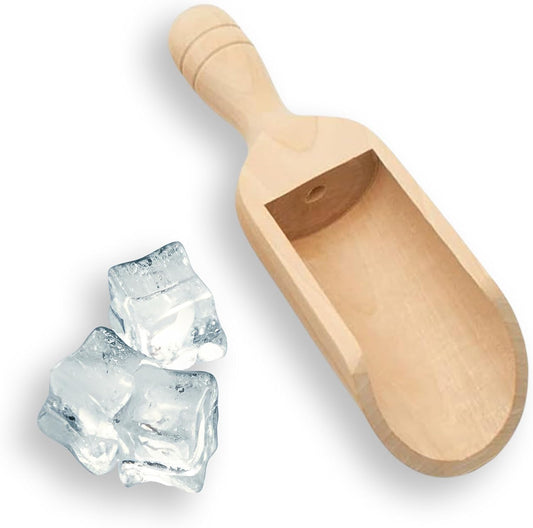 1/2 Cup Ice Scoop for Freezer Ice Machine Bucket, Wooden Pet Cat Dog Food Measuring Scoop, Half Cup Feed Soil Garden Scoopers, Candy Scoops for Candy Buffet Canisters & Jars, Pack of 3
