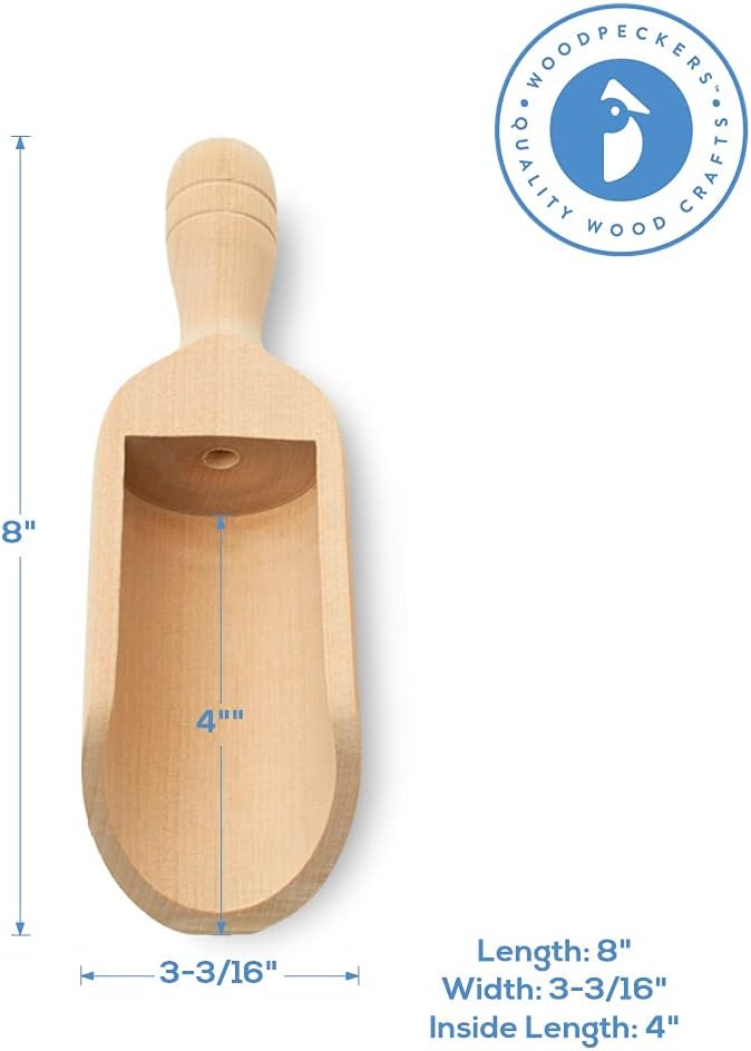 1/2 Cup Ice Scoop for Freezer Ice Machine Bucket, Wooden Pet Cat Dog Food Measuring Scoop, Half Cup Feed Soil Garden Scoopers, Candy Scoops for Candy Buffet Canisters & Jars, Pack of 3