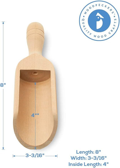 1/2 Cup Ice Scoop for Freezer Ice Machine Bucket, Wooden Pet Cat Dog Food Measuring Scoop, Half Cup Feed Soil Garden Scoopers, Candy Scoops for Candy Buffet Canisters & Jars, Pack of 3