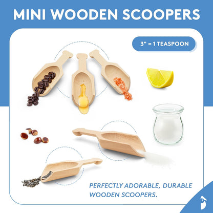 1/2 Cup Ice Scoop for Freezer Ice Machine Bucket, Wooden Pet Cat Dog Food Measuring Scoop, Half Cup Feed Soil Garden Scoopers, Candy Scoops for Candy Buffet Canisters & Jars, Pack of 3