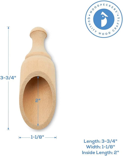 1/2 Cup Ice Scoop for Freezer Ice Machine Bucket, Wooden Pet Cat Dog Food Measuring Scoop, Half Cup Feed Soil Garden Scoopers, Candy Scoops for Candy Buffet Canisters & Jars, Pack of 3