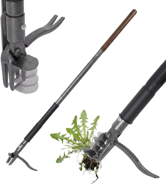 Stand Up Weed Puller with Kick-Out Weed Ejector, No-Bending Long Handle Manual Weed Remover for Lawn & Garden, Foot Pedal Design for Dandelions & Common Weeds