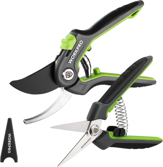 2-Pack Garden Pruning Shears, 8" Bypass & 6.25" Straight Shears