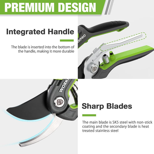 2-Pack Garden Pruning Shears, 8" Bypass & 6.25" Straight Shears