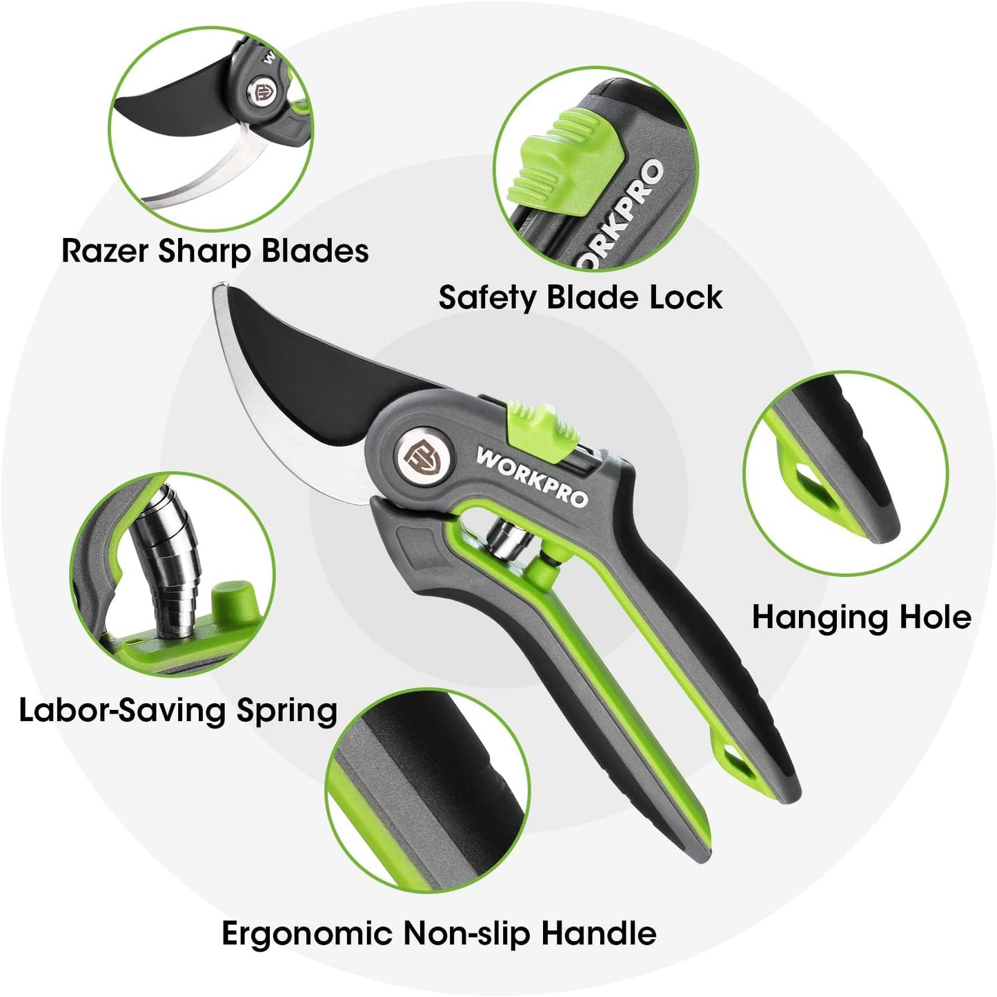 2-Pack Garden Pruning Shears, 8" Bypass & 6.25" Straight Shears