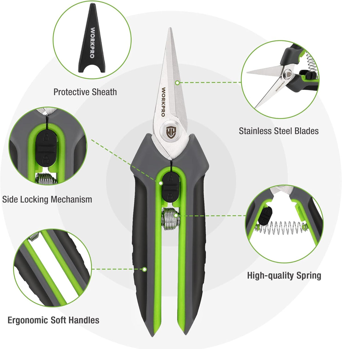 2-Pack Garden Pruning Shears, 8" Bypass & 6.25" Straight Shears