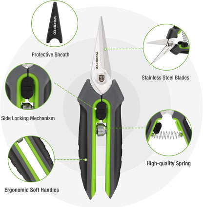 2-Pack Garden Pruning Shears, 8" Bypass & 6.25" Straight Shears