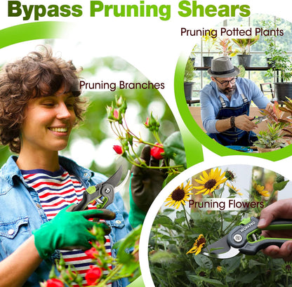 2-Pack Garden Pruning Shears, 8" Bypass & 6.25" Straight Shears