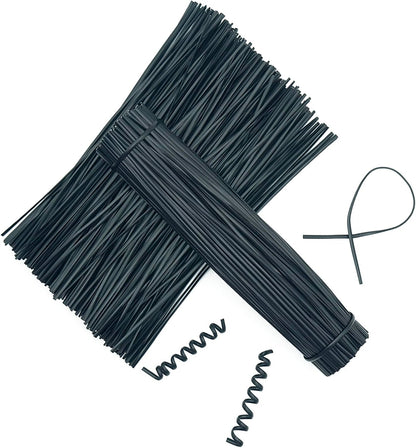 Black Plastic Twist Ties Bulk, 6 Inch Reusable Twist Ties Garden Ties for Plants, 500 Pcs Metallic Twist Ties for Bread Bags, Vines and Wrapping Cords, Christmas Decor