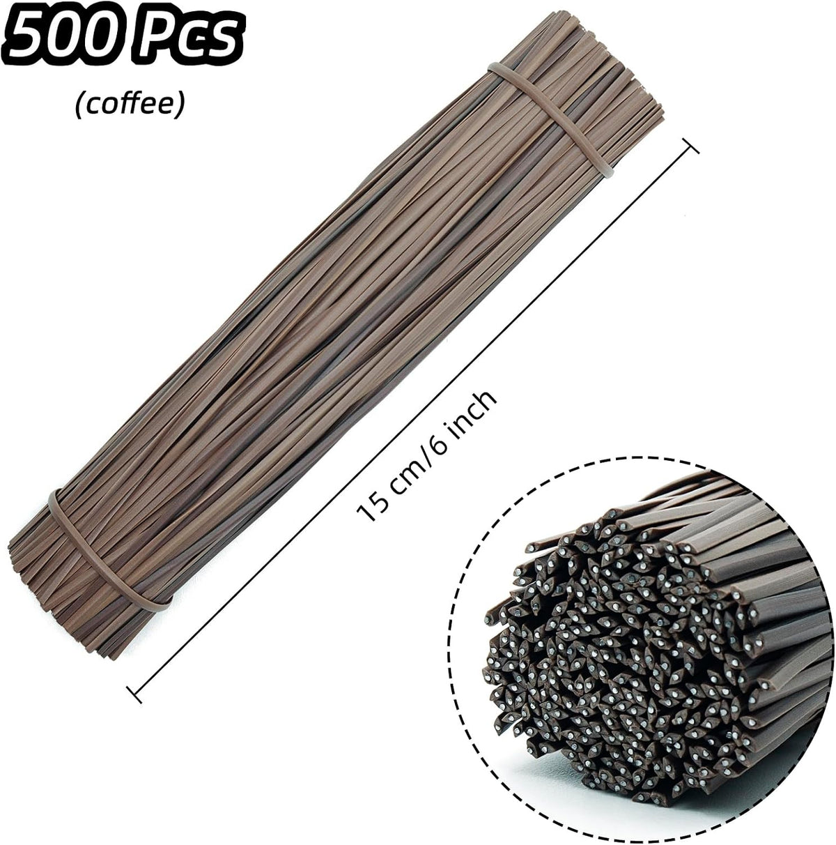 Black Plastic Twist Ties Bulk, 6 Inch Reusable Twist Ties Garden Ties for Plants, 500 Pcs Metallic Twist Ties for Bread Bags, Vines and Wrapping Cords, Christmas Decor
