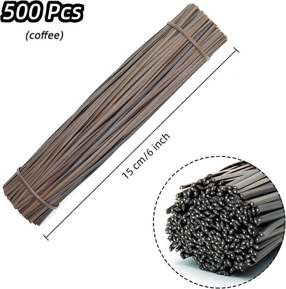 Black Plastic Twist Ties Bulk, 6 Inch Reusable Twist Ties Garden Ties for Plants, 500 Pcs Metallic Twist Ties for Bread Bags, Vines and Wrapping Cords, Christmas Decor