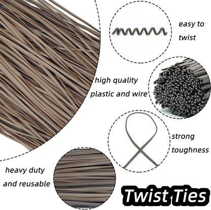 Black Plastic Twist Ties Bulk, 6 Inch Reusable Twist Ties Garden Ties for Plants, 500 Pcs Metallic Twist Ties for Bread Bags, Vines and Wrapping Cords, Christmas Decor