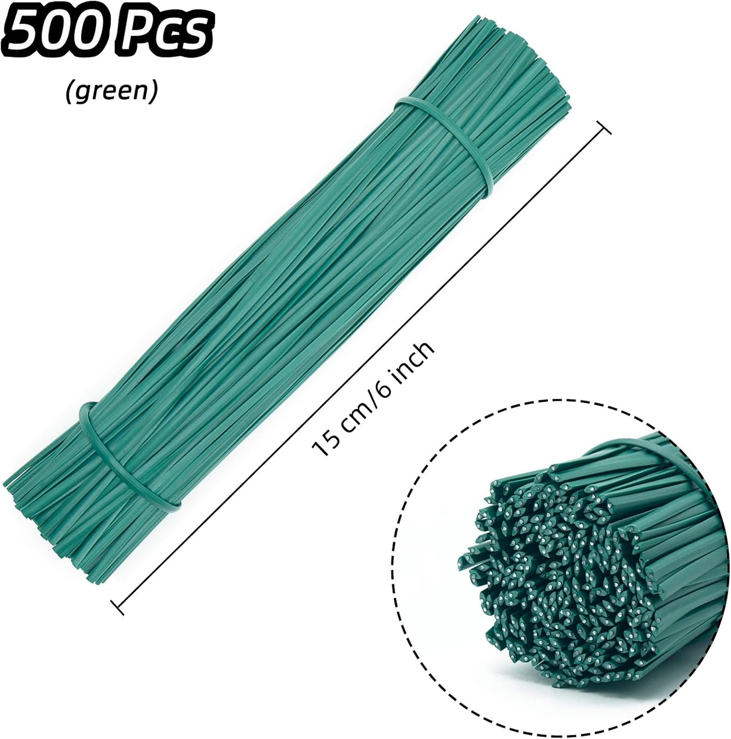 Black Plastic Twist Ties Bulk, 6 Inch Reusable Twist Ties Garden Ties for Plants, 500 Pcs Metallic Twist Ties for Bread Bags, Vines and Wrapping Cords, Christmas Decor
