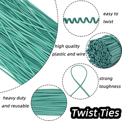Black Plastic Twist Ties Bulk, 6 Inch Reusable Twist Ties Garden Ties for Plants, 500 Pcs Metallic Twist Ties for Bread Bags, Vines and Wrapping Cords, Christmas Decor