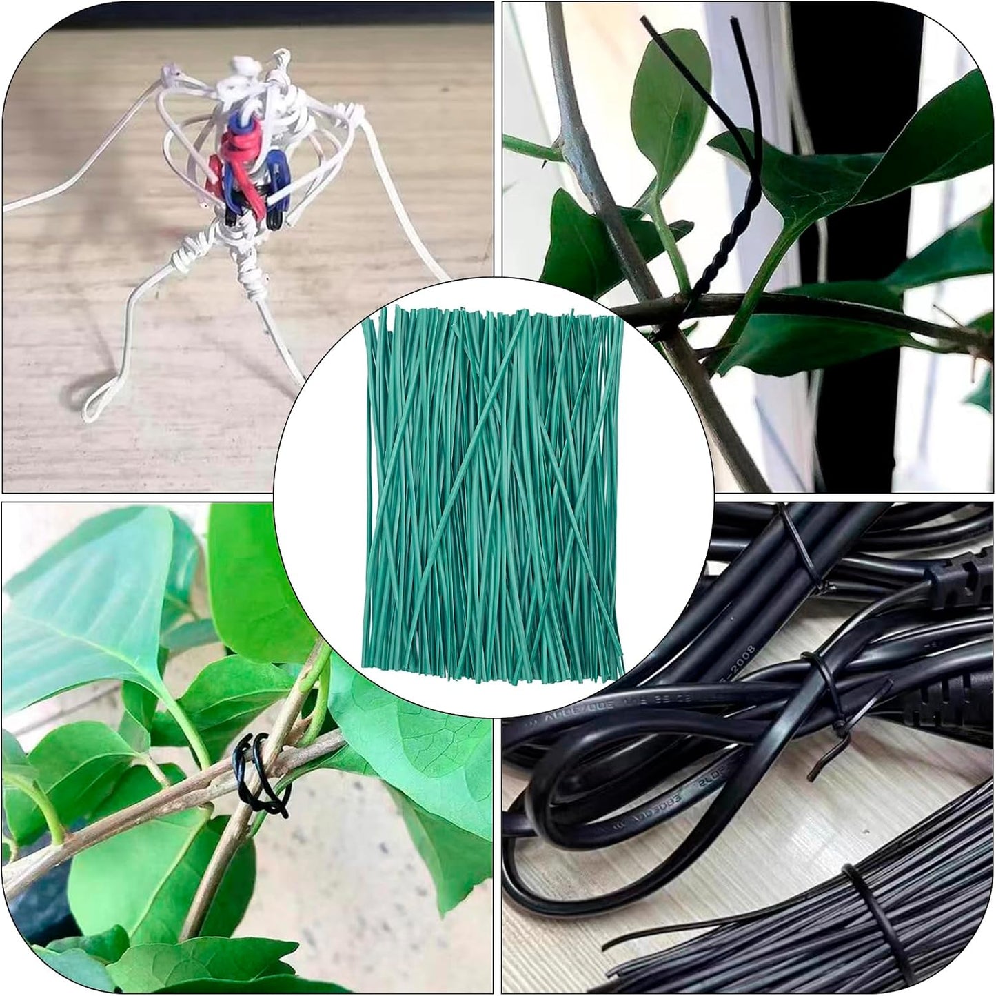 Black Plastic Twist Ties Bulk, 6 Inch Reusable Twist Ties Garden Ties for Plants, 500 Pcs Metallic Twist Ties for Bread Bags, Vines and Wrapping Cords, Christmas Decor