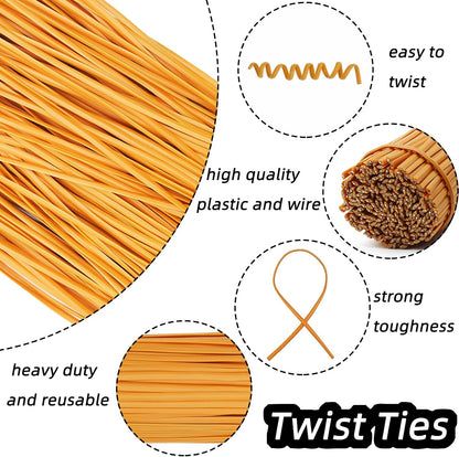 Black Plastic Twist Ties Bulk, 6 Inch Reusable Twist Ties Garden Ties for Plants, 500 Pcs Metallic Twist Ties for Bread Bags, Vines and Wrapping Cords, Christmas Decor