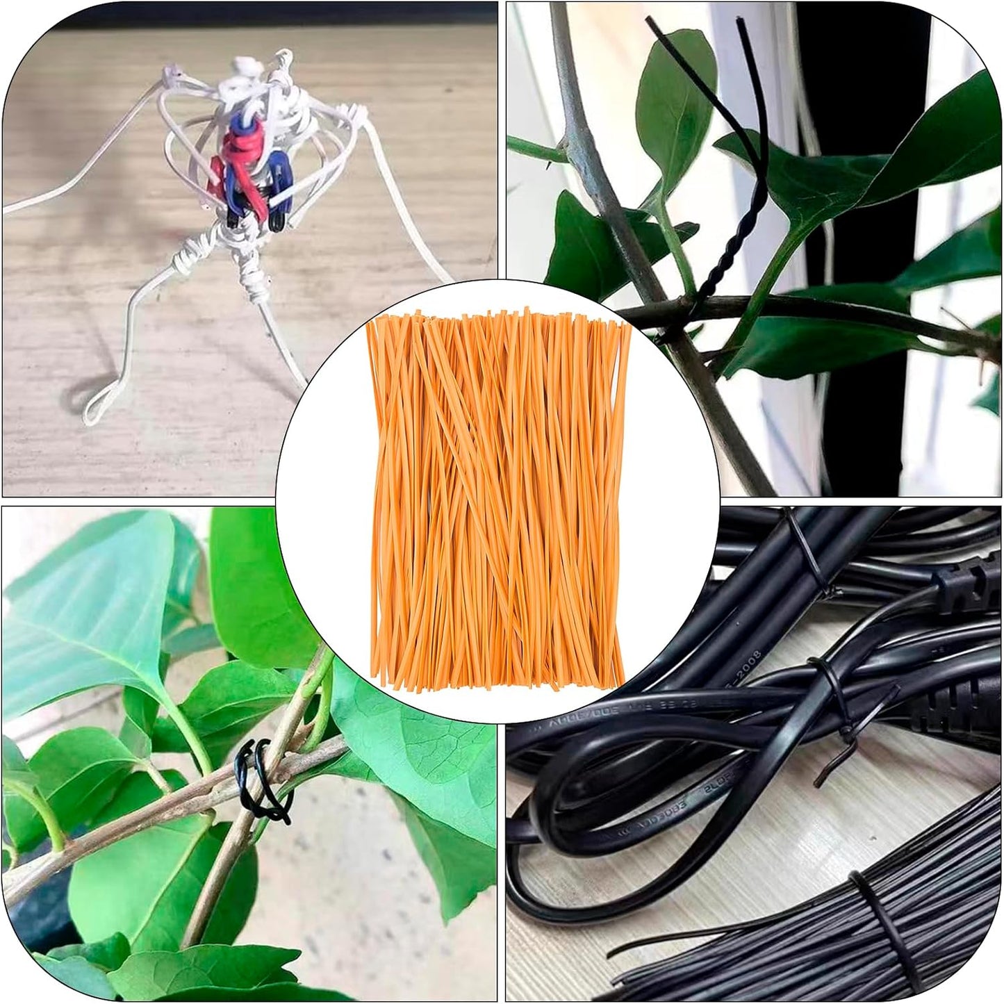 Black Plastic Twist Ties Bulk, 6 Inch Reusable Twist Ties Garden Ties for Plants, 500 Pcs Metallic Twist Ties for Bread Bags, Vines and Wrapping Cords, Christmas Decor