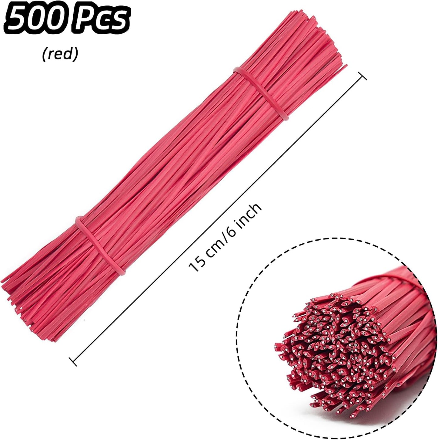 Black Plastic Twist Ties Bulk, 6 Inch Reusable Twist Ties Garden Ties for Plants, 500 Pcs Metallic Twist Ties for Bread Bags, Vines and Wrapping Cords, Christmas Decor