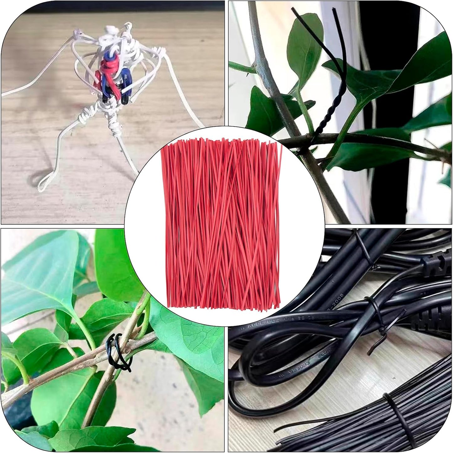 Black Plastic Twist Ties Bulk, 6 Inch Reusable Twist Ties Garden Ties for Plants, 500 Pcs Metallic Twist Ties for Bread Bags, Vines and Wrapping Cords, Christmas Decor