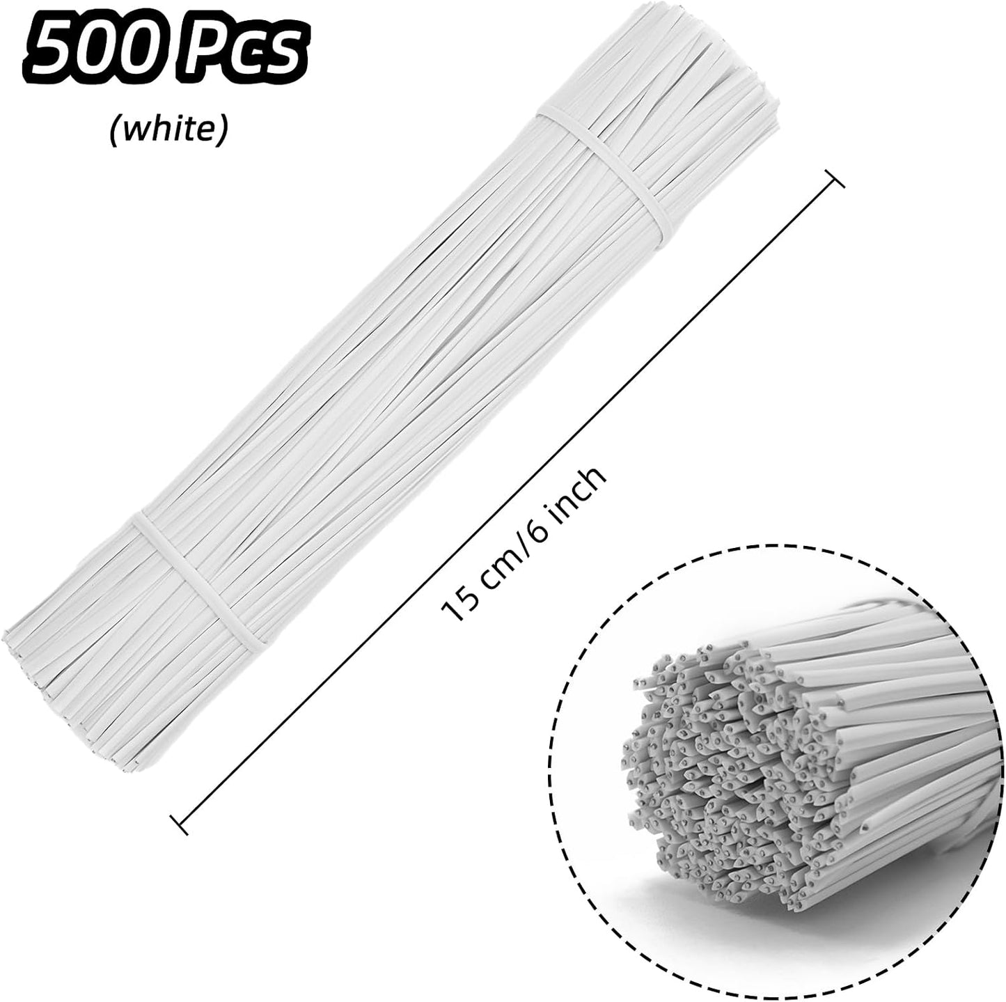 Black Plastic Twist Ties Bulk, 6 Inch Reusable Twist Ties Garden Ties for Plants, 500 Pcs Metallic Twist Ties for Bread Bags, Vines and Wrapping Cords, Christmas Decor
