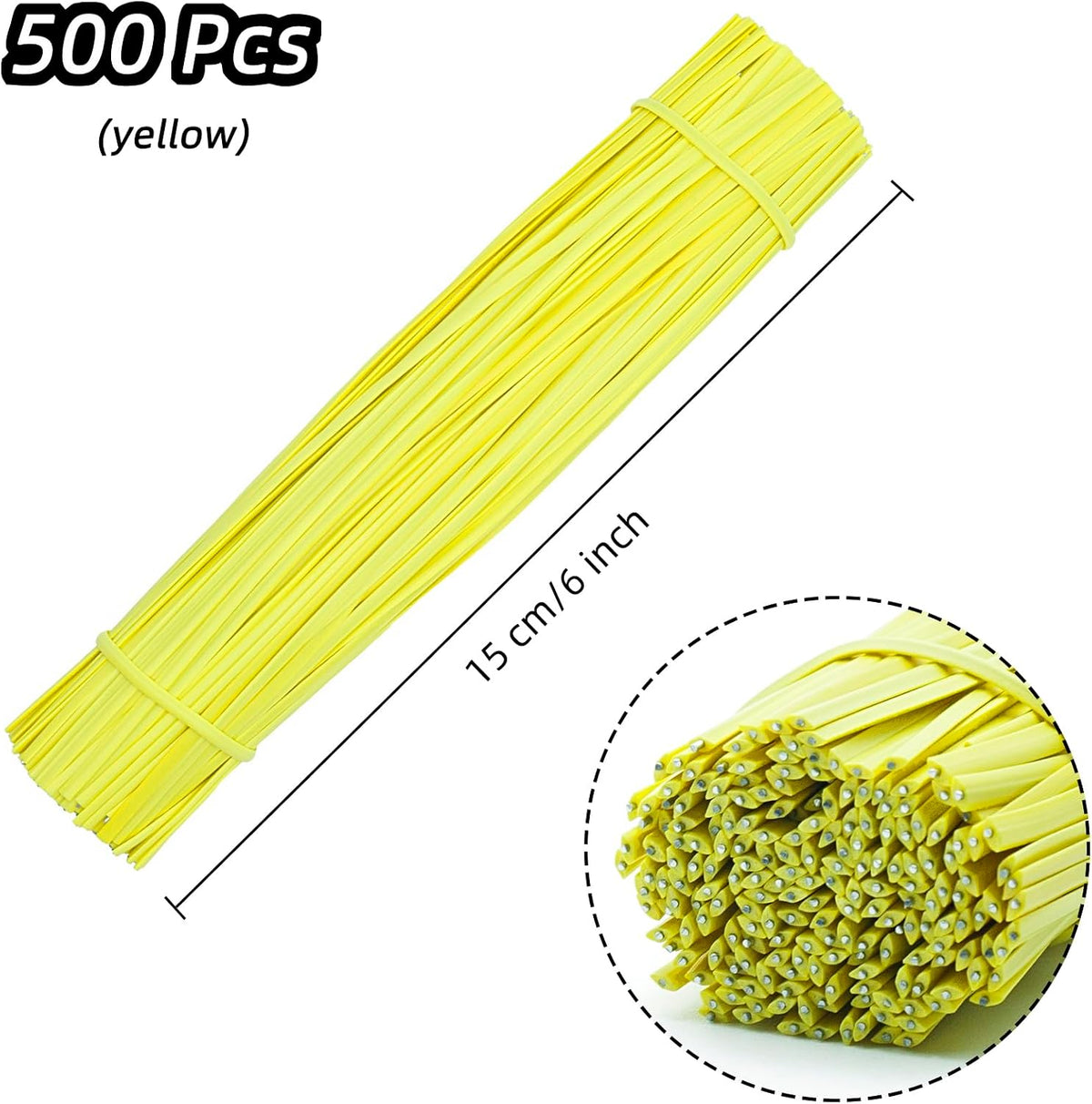 Black Plastic Twist Ties Bulk, 6 Inch Reusable Twist Ties Garden Ties for Plants, 500 Pcs Metallic Twist Ties for Bread Bags, Vines and Wrapping Cords, Christmas Decor