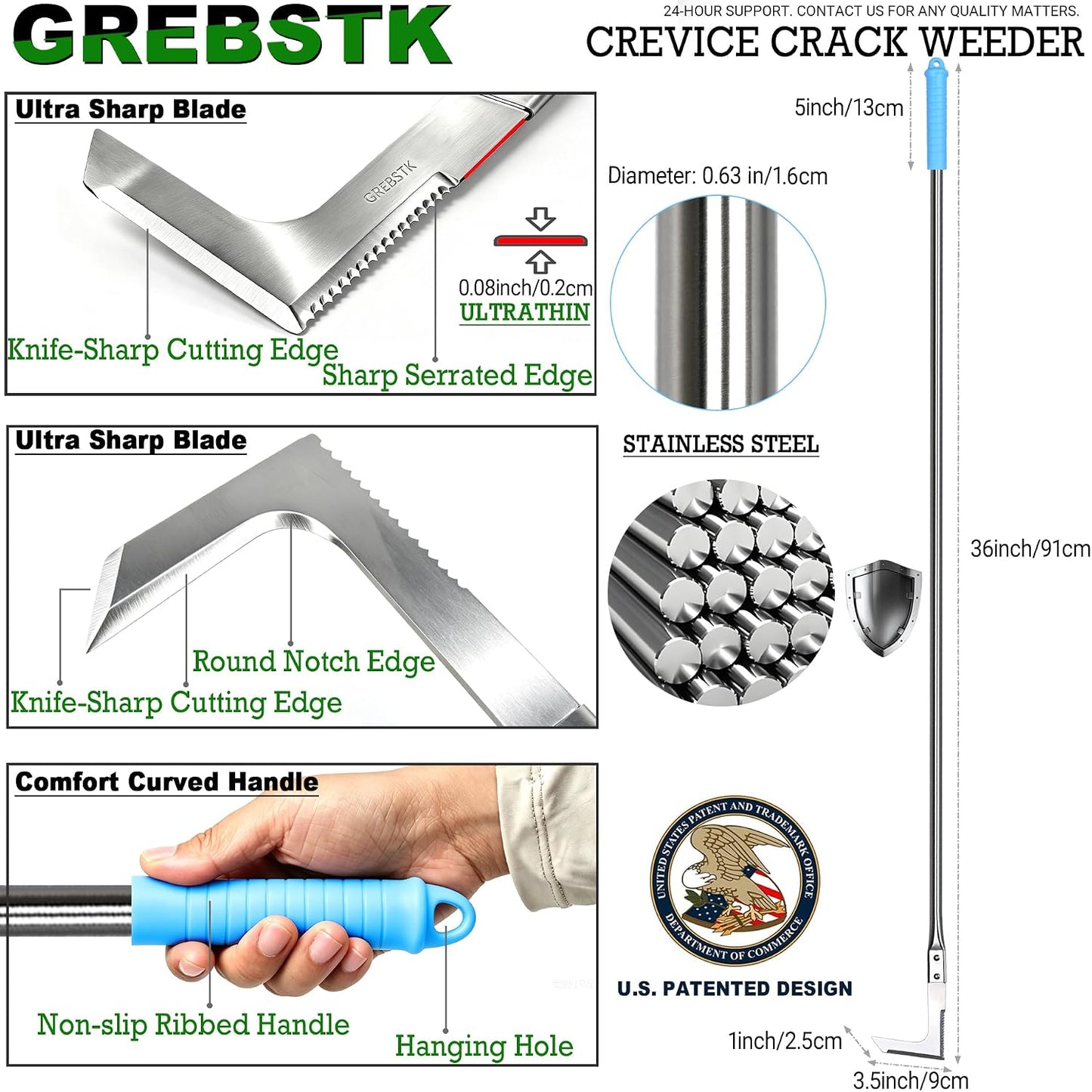 Crack Weeder Crevice Weeding Stainless Steel Sharp Lightweight Tool