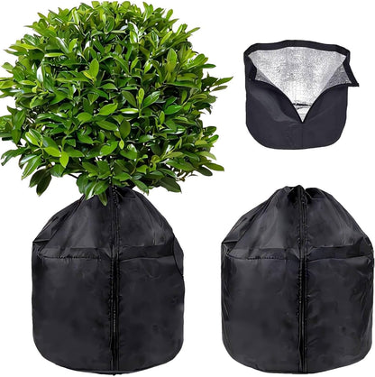 Winter Plant Frost Cover, 2 Pcs 17.7"x19.7" Windproof Freeze Protection Pot Cover with Drawstring & Zipper, Heat Retention Jacket for Outdoor Potted Plants, Shrubs, Trees