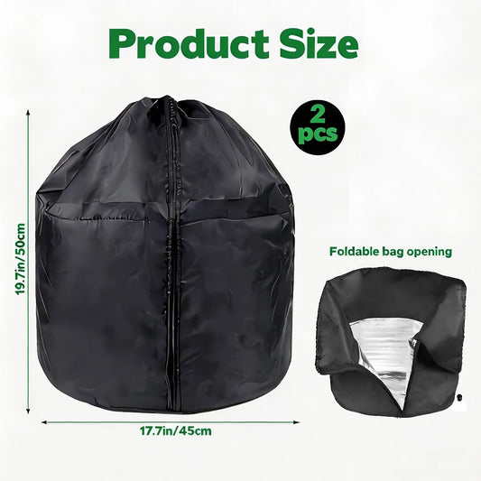 Winter Plant Frost Cover, 2 Pcs 17.7"x19.7" Windproof Freeze Protection Pot Cover with Drawstring & Zipper, Heat Retention Jacket for Outdoor Potted Plants, Shrubs, Trees