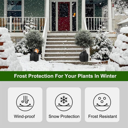 Winter Plant Frost Cover, 2 Pcs 17.7"x19.7" Windproof Freeze Protection Pot Cover with Drawstring & Zipper, Heat Retention Jacket for Outdoor Potted Plants, Shrubs, Trees