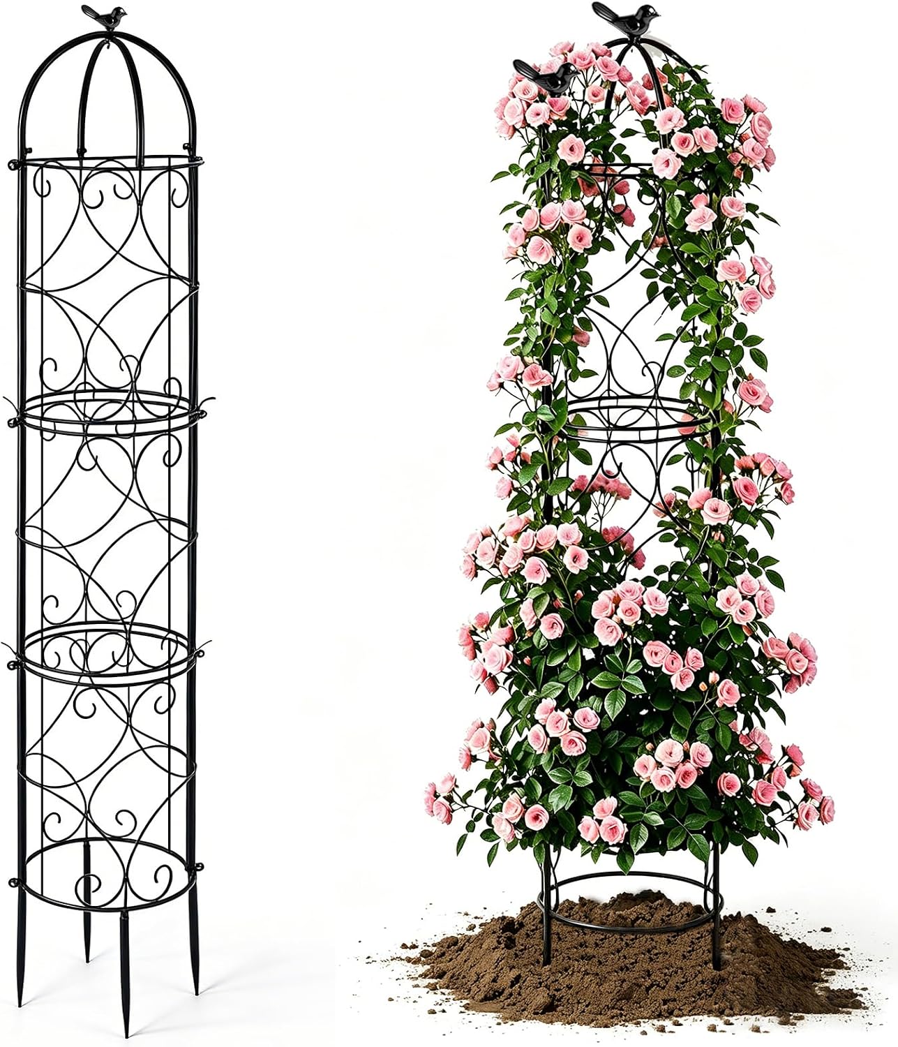 6.1FT Metal Garden Obelisk Trellis for Roses, Vines & Tomatoes