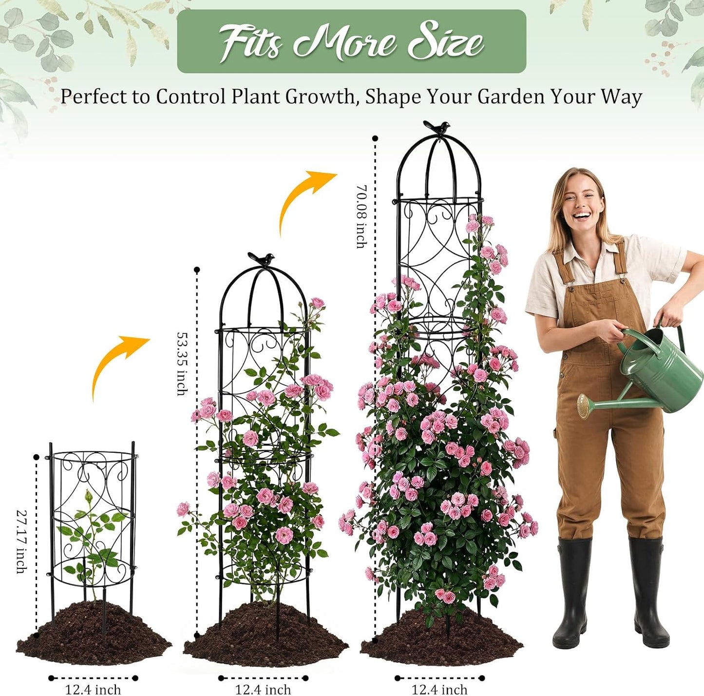6.1FT Metal Garden Obelisk Trellis for Roses, Vines & Tomatoes