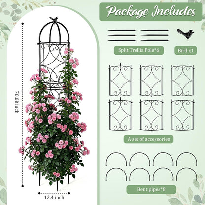 6.1FT Metal Garden Obelisk Trellis for Roses, Vines & Tomatoes