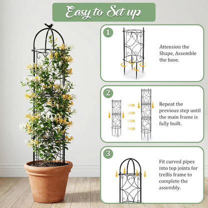 6.1FT Metal Garden Obelisk Trellis for Roses, Vines & Tomatoes