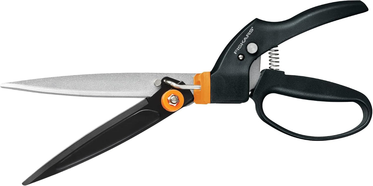 Garden Swivel Grass Shears, Rotating Blades for Precise Lawn Edging, Spring-Action Handle, 5", Black/Orange