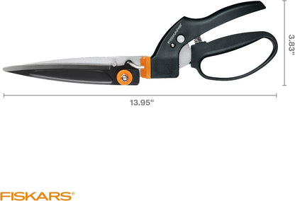 Garden Swivel Grass Shears, Rotating Blades for Precise Lawn Edging, Spring-Action Handle, 5", Black/Orange