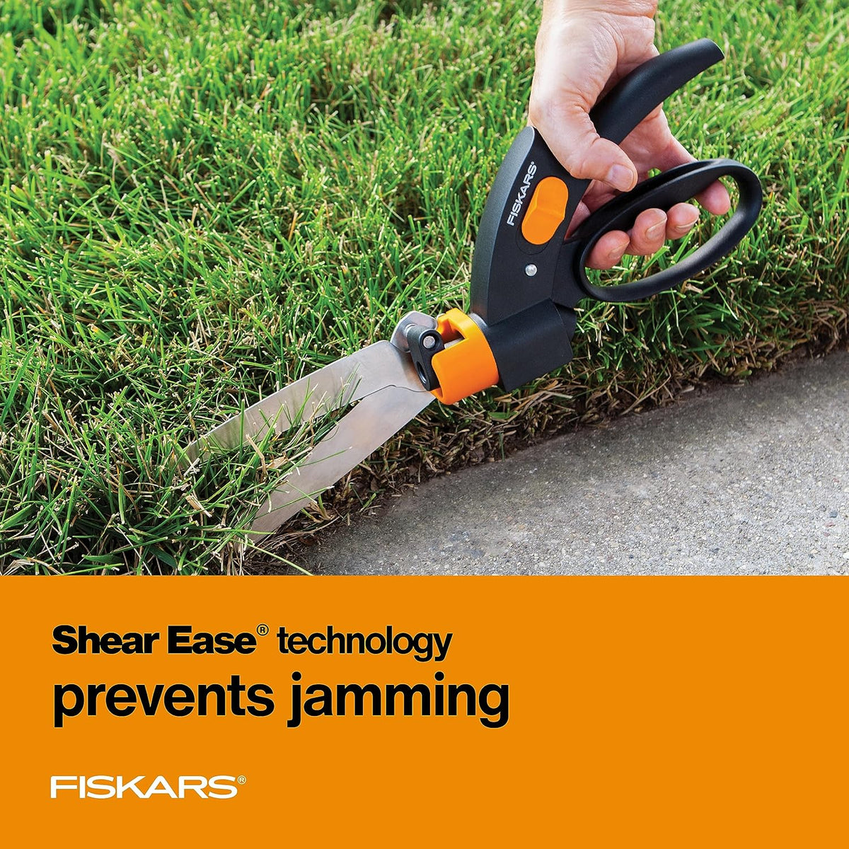 Garden Swivel Grass Shears, Rotating Blades for Precise Lawn Edging, Spring-Action Handle, 5", Black/Orange