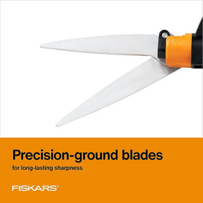 Garden Swivel Grass Shears, Rotating Blades for Precise Lawn Edging, Spring-Action Handle, 5", Black/Orange