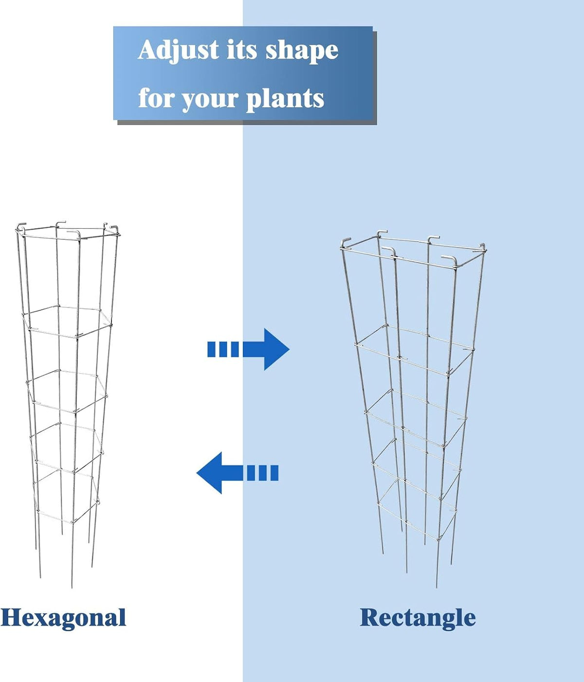 46 Inch Height 3PCS Galvanized Hexagon Folding Tomato Cage,Climbing Plant Support Tower Vegetable Stake Trellis