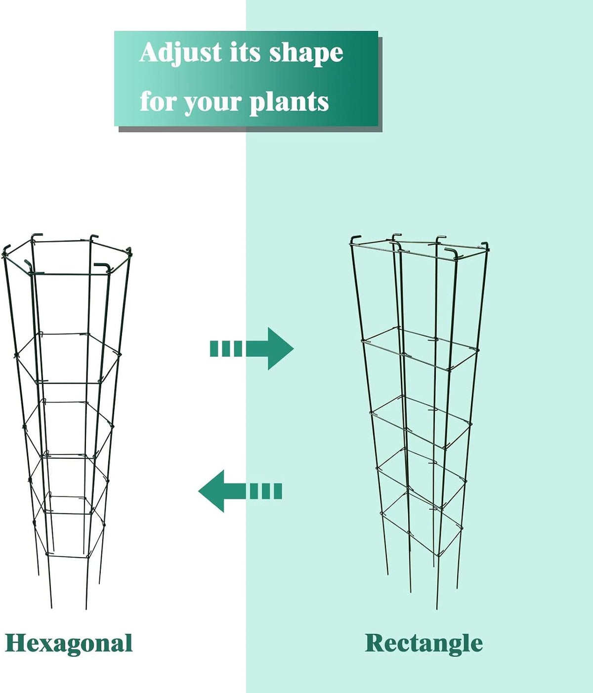46 Inch Height 3PCS Galvanized Hexagon Folding Tomato Cage,Climbing Plant Support Tower Vegetable Stake Trellis