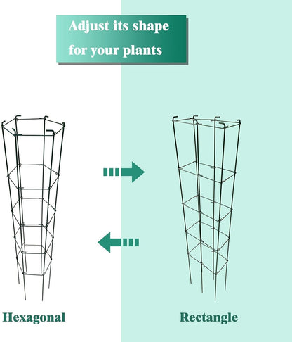 46 Inch Height 3PCS Galvanized Hexagon Folding Tomato Cage,Climbing Plant Support Tower Vegetable Stake Trellis