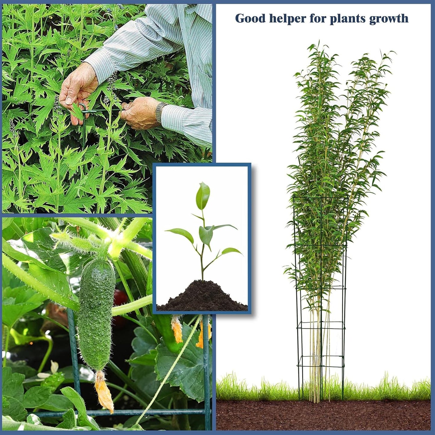 46 Inch Height 3PCS Galvanized Hexagon Folding Tomato Cage,Climbing Plant Support Tower Vegetable Stake Trellis