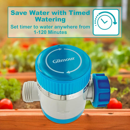 Single Outlet Mechanical Water Timer for Garden Hose, Irrigation Timer for Sprinklers and Drip Lines, Blue