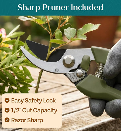 Heavy Duty Gardening Tools - Gardening Gifts for Women, Men, Mom, Dad - Durable, Ergonomic Garden Tools Set (Green)