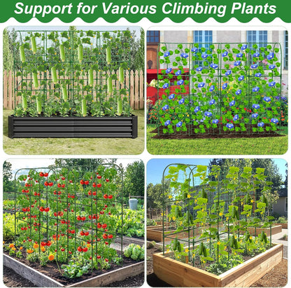 67 x 50 Cucumber Trellis for Raised Bed, U-Shape Metal Large Garden Trellis for Climbing Plants Outdoors with Netting, Garden Tools, Cucumber Arch Trellis for Vegetable Fruit Flower Plant Support