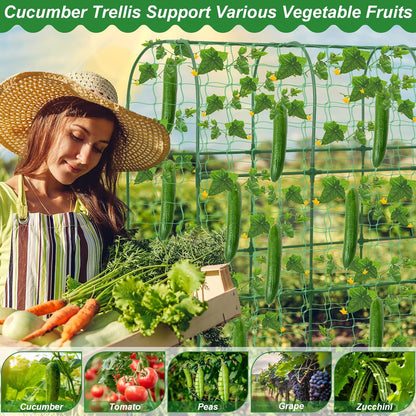 67 x 50 Cucumber Trellis for Raised Bed, U-Shape Metal Large Garden Trellis for Climbing Plants Outdoors with Netting, Garden Tools, Cucumber Arch Trellis for Vegetable Fruit Flower Plant Support